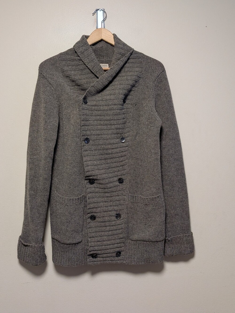 AllSaints Spitalfields Ryger Lambswool Shawl Cardigan Small